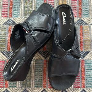 Clarks Women's Black Slide Sandals